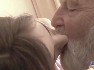 Old Young - Big member Grandpa Fucked by Teen she licks thick old man manhood