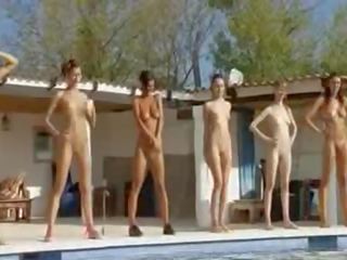 Six naked girls by the blumbang from italia