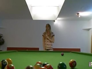 Two lezzies masturbation on billiard